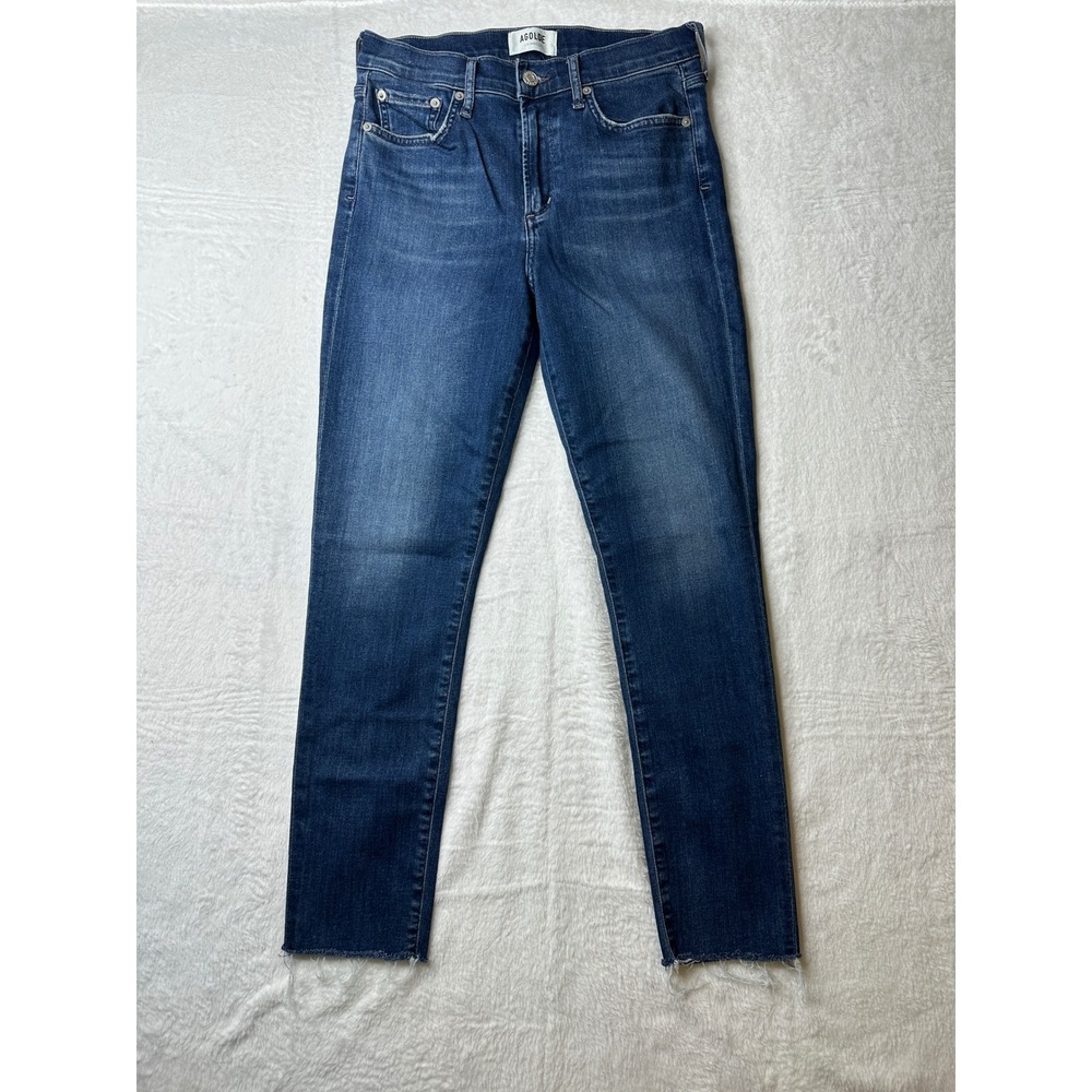 AGOLDE Jeans Womens 27 Blue Raw Hem Slim Fit Mid Rise Denim